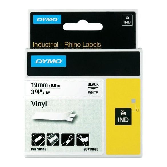 Dymo S0718620 vinyl szalag (18445) 19mm fehér