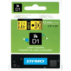 Dymo S0720580 (45018) D1 12mm*7m fek/sárga kazetta