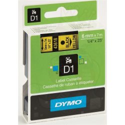 Dymo S0720790 (43618) D1 6mm*7m fek/sárga kazetta