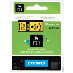 Dymo S0720880 (45808) D1 19mm*7m fek/sárga kazetta