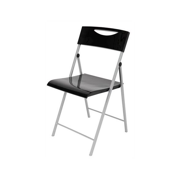 Összecsukható szék, műanyag, ALBA "Smile", fekete