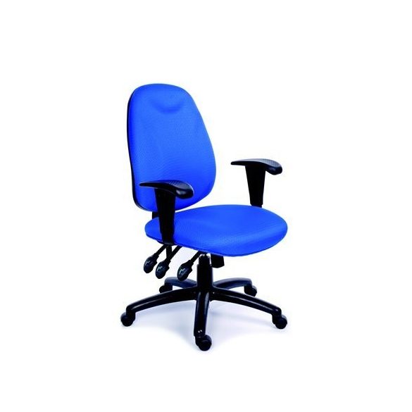 Irodai szék, álítható karfával, exkluzív kék szövetborítás, fekete lábkereszt, MaYAH "Energetic"
