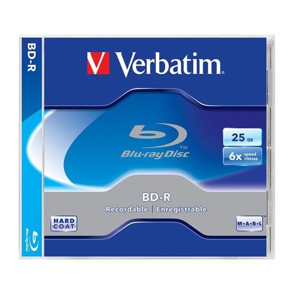 BD-R BluRay lemez, SL, 25GB, 6x, normál tok, VERBATIM
