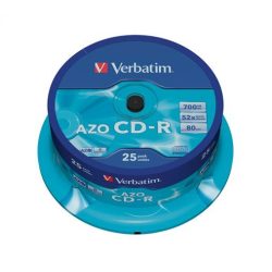   CD-R lemez, Crystal bevonat, AZO, 700MB, 52x, hengeren VERBATIM "DataLife Plus"