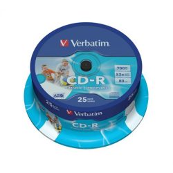  CD-R lemez, nyomtatható, matt, ID, 700MB, 52x, hengeren, VERBATIM