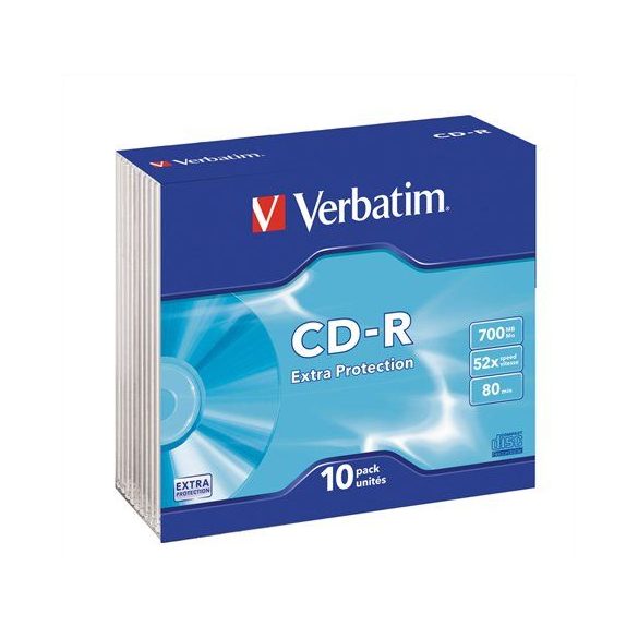 CD-R lemez, 700MB, 52x, vékony tok, VERBATIM "DataLife"