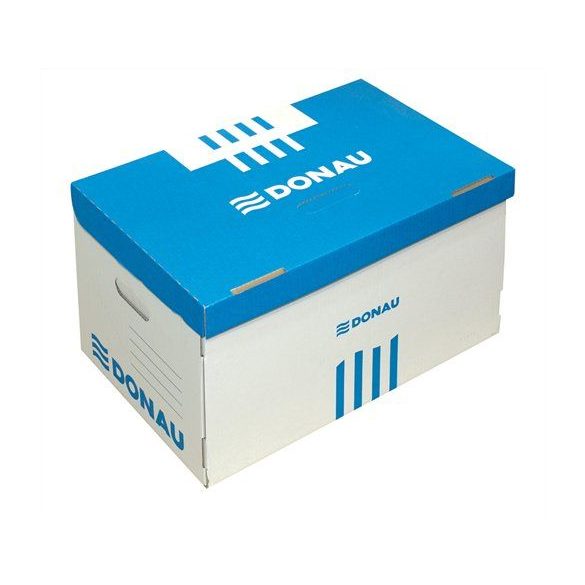 Archiváló konténer, 522x351x305 mm, karton, DONAU, kék-fehér