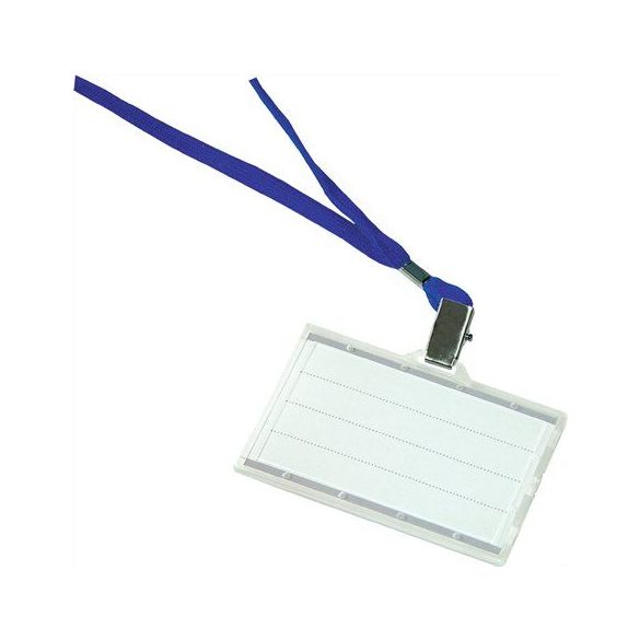 Azonosítókártya tartó, kék nyakba akasztóval, 88x54 mm, műanyag, DONAU