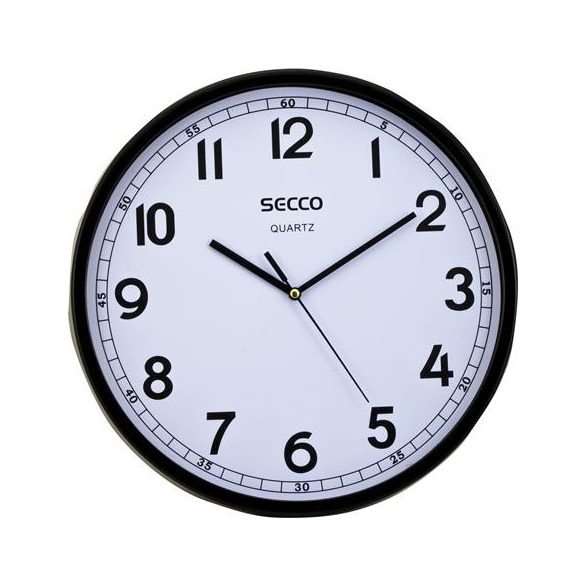 Falióra, 30 cm,  fekete keretes, SECCO "Sweep second"
