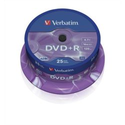 DVD+R lemez, AZO, 4,7GB, 16x, hengeren, VERBATIM