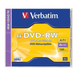   DVD+RW lemez, újraírható, 4,7GB, 4x, normál tok, VERBATIM