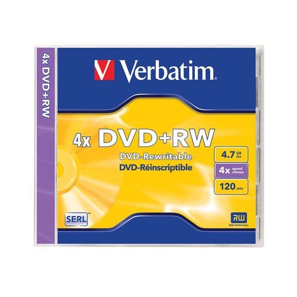 DVD+RW lemez, újraírható, 4,7GB, 4x, normál tok, VERBATIM