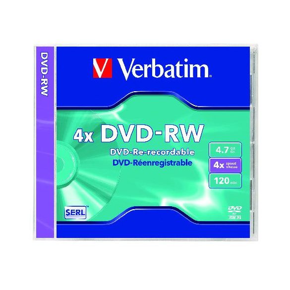 DVD-RW lemez, újraírható, 4,7GB, 4x, normál tok, VERBATIM