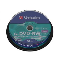 DVD-RW lemez, újraírható, 4,7GB, 4x, hengeren, VERBATIM