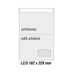 Boríték, LC/5, szilikonos, jobb ablakos 35x90 mm ablak 
