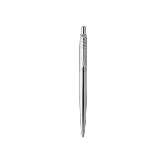 Golyóstoll, 0,7 mm, nyomógombos, ezüst színű klip, rozsdam. acél tolltest, PARKER "Royal Jotter", kék