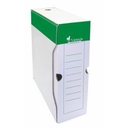   Archiváló doboz, A4, 100 mm, karton, VICTORIA, zöld-fehér