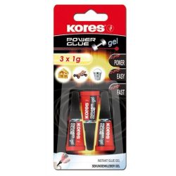   Pillanatragasztó gél, 3x1 g, KORES "Power Glue Gel"