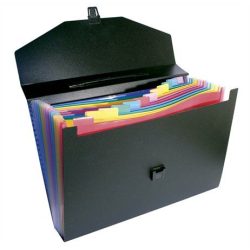   Harmonika mappa, PP, 12 részes, VIQUEL "RainbowClass", fekete