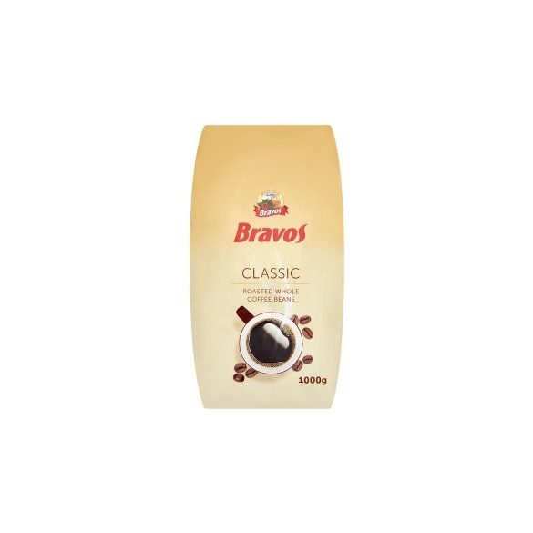 Kávé, pörkölt, szemes, vákuumos csomagolásban, 1000 g,  BRAVOS Classic