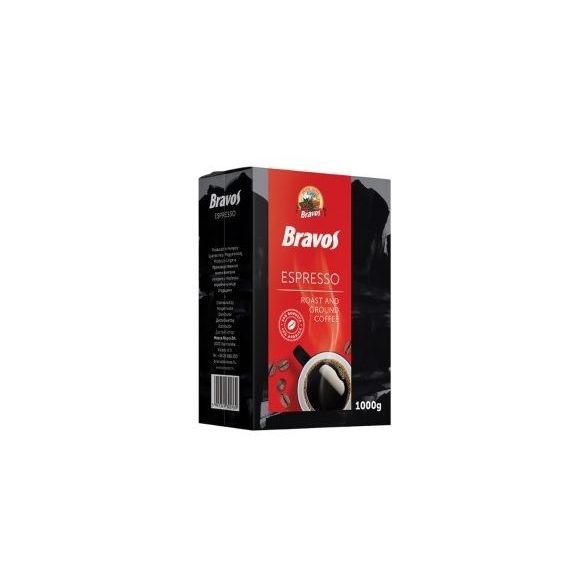 Kávé, pörkölt, őrölt, vákuumos csomagolásban, 1000 g,  BRAVOS Espresso