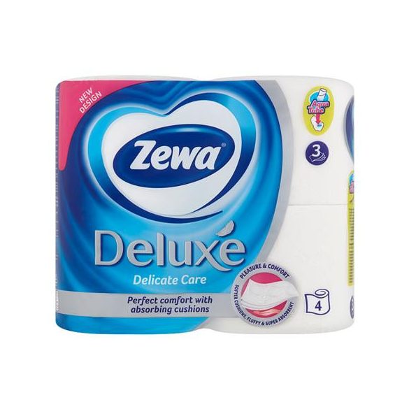 Toalettpapír, 3 rétegű, 4 tekercses, ZEWA "Deluxe", fehér