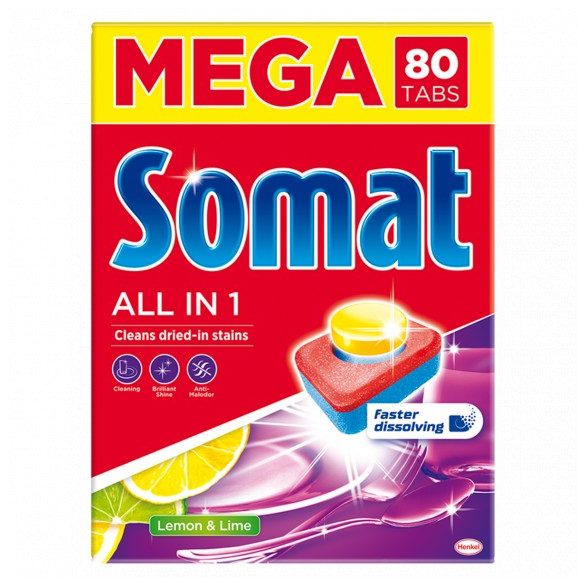 Somat All in One Lemon&Lime mosogató tabletta 80db