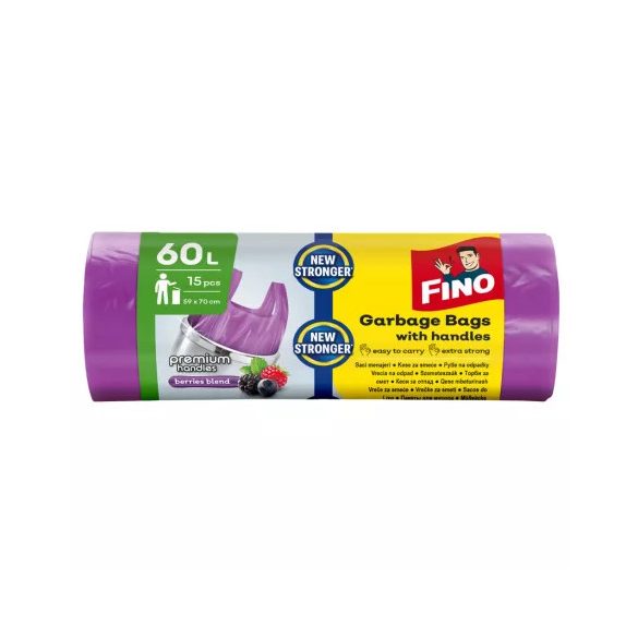 FINO szemeteszsák 60 L 15 µ, köthető füllel 15db/tekercs illatosított erdei gyümölcs