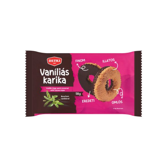 Detki vaníliás karika étbevonóval félig mártott 150g