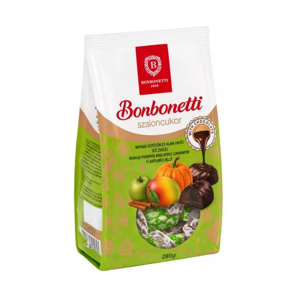 Bonbonetti étcsokoládéval mártott mangó-sütőtök és alma-fahéj ízű zselés szaloncukor 280 g