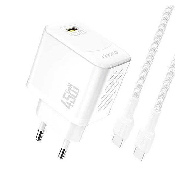 Dudao A28C 45W GaN fali töltő + USB-C kábel - fehér