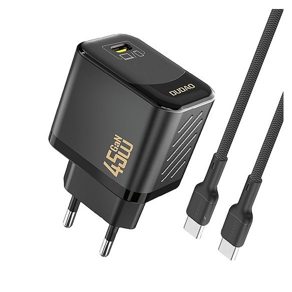 Dudao A28C 45W GaN fali töltő + USB-C kábel - fekete
