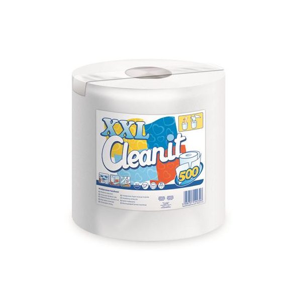 Törlőkendő, tekercses, univerzális, 2 rétegű, LUCART "CLEANIT XXL 500", fehér