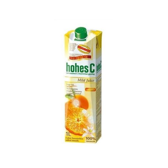 Gyümölcslé, 100%, 1 l, HOHES C "Mild Juice", narancs