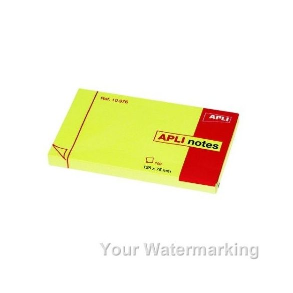 Öntapadó jegyzettömb, 125x75 mm, 100 lap, APLI, sárga