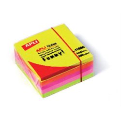 Öntapadó jegyzettömb, 51x51 mm, 250 lap, APLI, neon