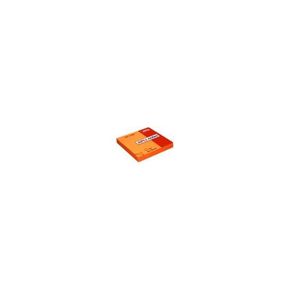 Öntapadó jegyzettömb, 75x75 mm, 100 lap, APLI, neon narancs