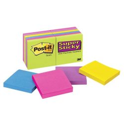   Öntapadó jegyzettömb, 76x76 mm, 100 lap, 3M POSTIT "Super Sticky", vegyes