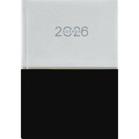Naptár, tervező, A5, napi, DAYLINER "Contrast", fehér-fekete
