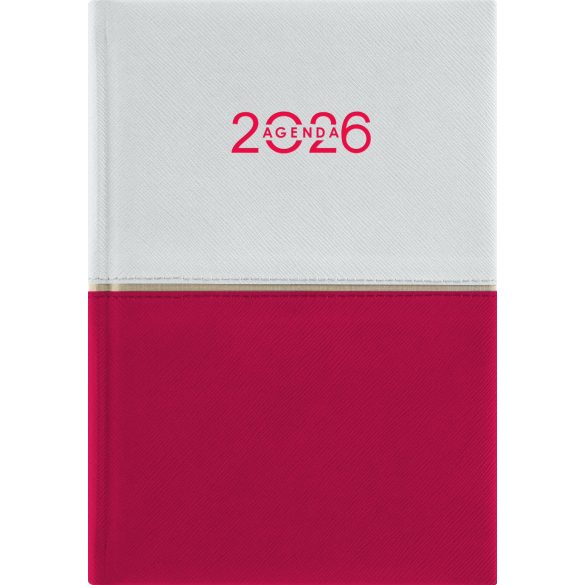 Naptár, tervező, A5, napi, DAYLINER "Contrast", fehér-piros