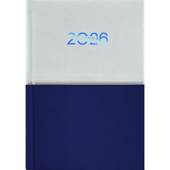 Naptár, tervező, A5, napi, DAYLINER "Contrast", fehér-sötétkék