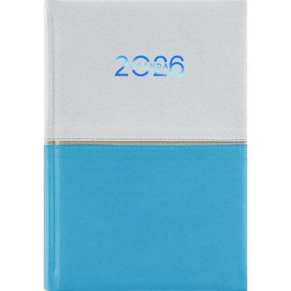 Naptár, tervező, A5, napi, DAYLINER "Contrast", fehér-világoskék