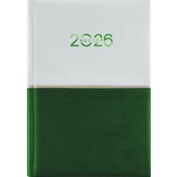   Naptár, tervező, A5, napi, DAYLINER "Contrast", fehér-zöld