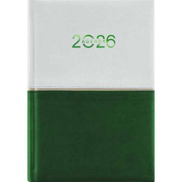 Naptár, tervező, A5, napi, DAYLINER "Contrast", fehér-zöld