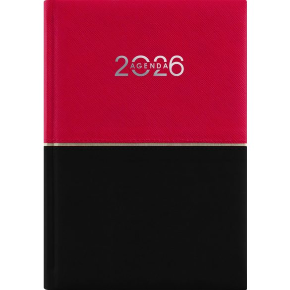 Naptár, tervező, A5, napi, DAYLINER "Contrast", piros-fekete