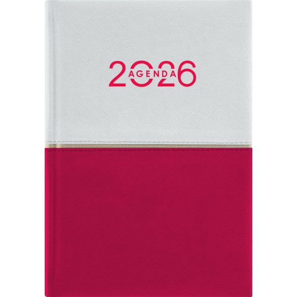 Naptár, tervező, B6, heti, DAYLINER "Contrast", fehér-piros