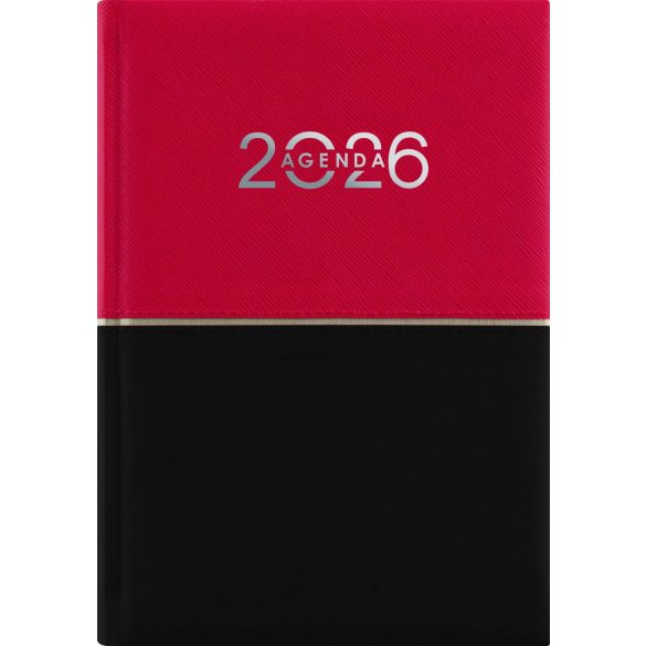 Naptár, tervező, B6, heti, DAYLINER "Contrast", piros-fekete