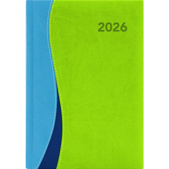 Naptár, tervező, A5, heti, DAYLINER, "Dubai", kék-zöld