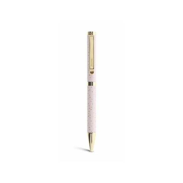 Golyóstoll, 0,8 mm, arany színű klip, rózsaszín tolltest, FILOFAX "Confetti", fekete
