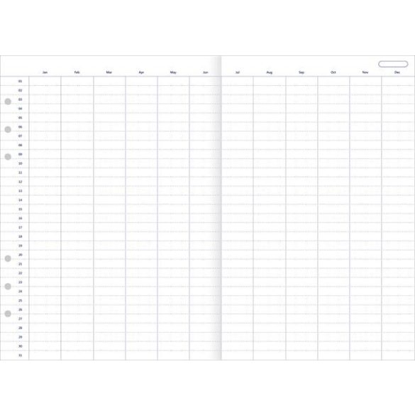 Kalendárium betét, éves tervező, bianco, A5, FILOFAX "Clipbook"